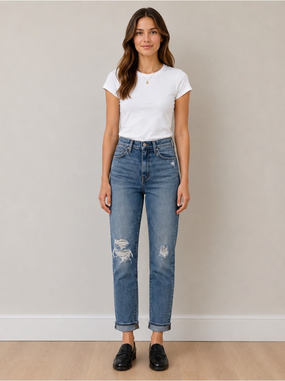 Madewell High-Rise Slim Boy Jean in Birchwood Wash • 25